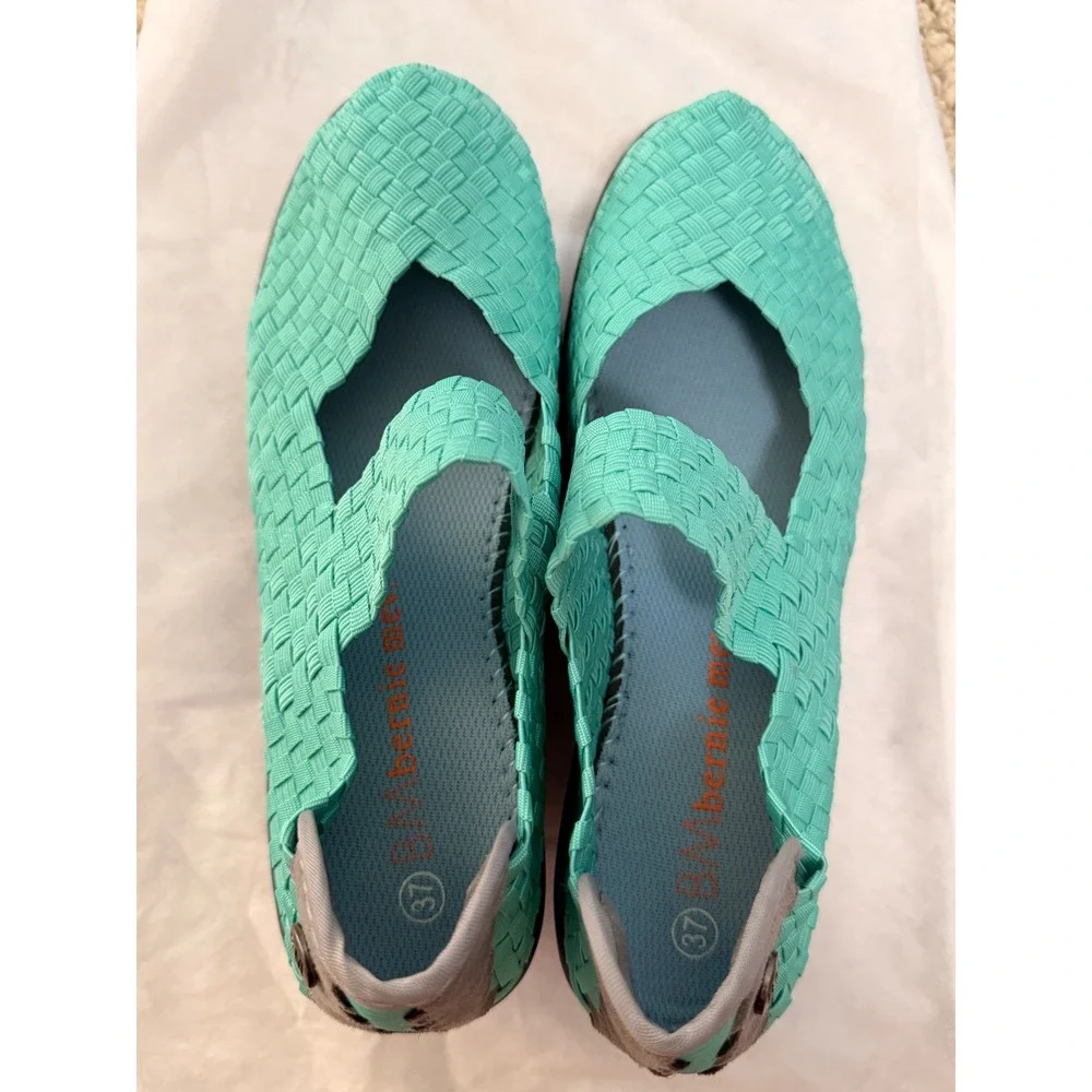 Bernie Mev Woven Wedge Sandals Mint Green Platform NWOT EU 37